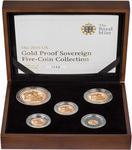 The 2010 United Kingdom Gold Proof Sovereign Five Coin Collection: Photo 2010 5-Coin Gold Proof Sovereign Set