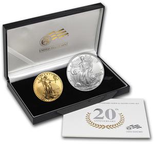 United States / American Eagle 20th Anniversary Gold and Silver Coin Set - photo