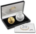 American Eagle 20th Anniversary Gold and Silver Coin Set: Photo 2006-W 2-Coin Burnished Gold & Silver Eagle Set (w/Box & COA)
